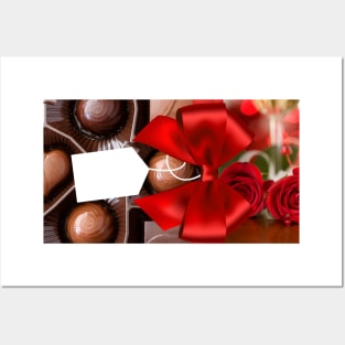 Valentine's Day chocolate & roses present yoga mat Posters and Art